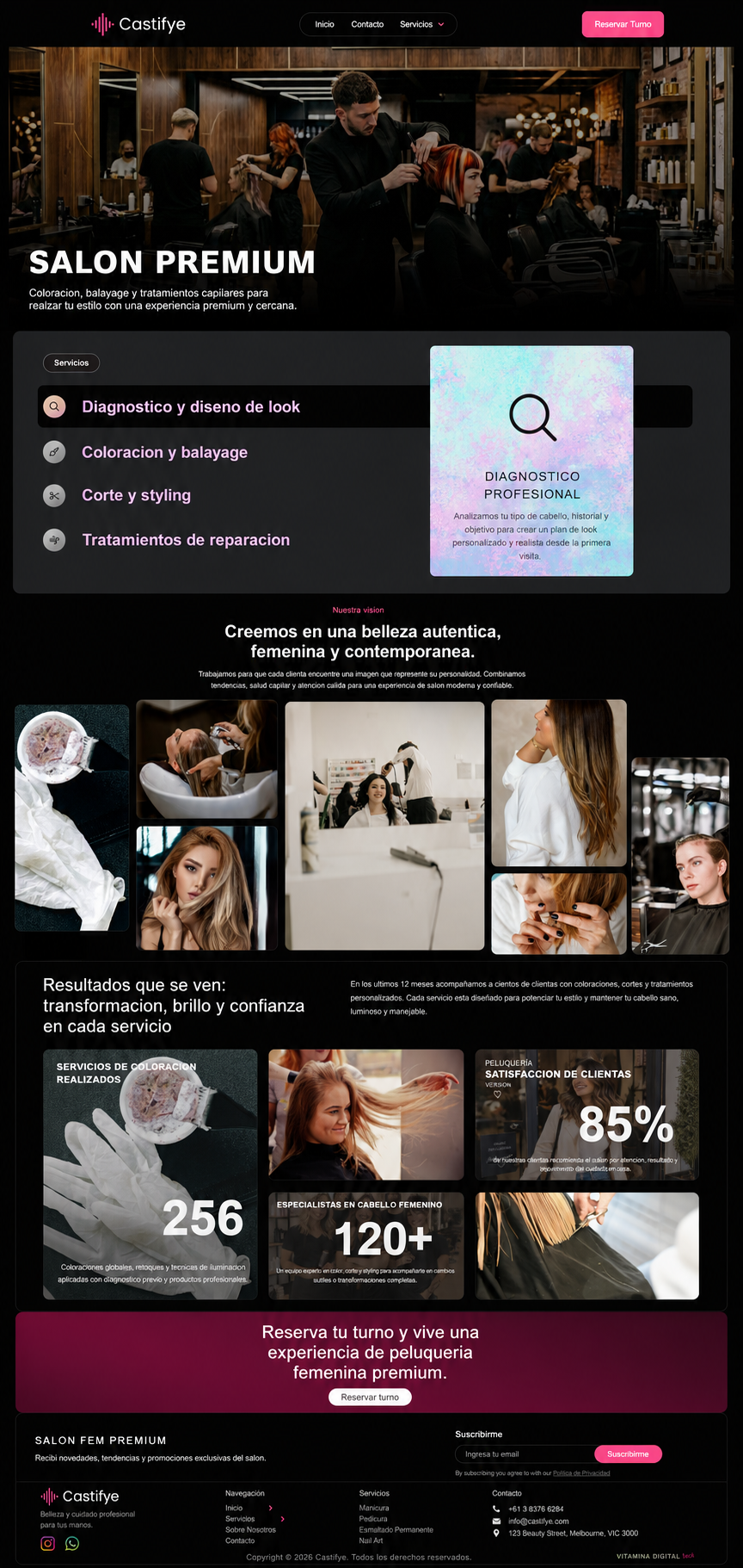 Mockup para salón de belleza moderno con estilismo femenino y look premium