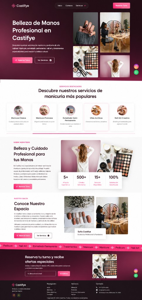 Diseño web para salón premium con servicios de balayage y tratamientos capilares
